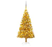 vidaXL Artificial Pre-lit Christmas Tree with Ball Set Xmas Tree Gold PET