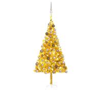 vidaXL Artificial Pre-lit Christmas Tree with Ball Set Xmas Tree Gold PET