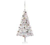 vidaXL Artificial Pre-lit Christmas Tree with Ball Set Xmas Tree Silver PET