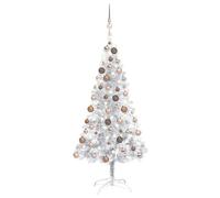 vidaXL Artificial Pre-lit Christmas Tree with Ball Set Xmas Tree Silver PET