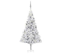 vidaXL Artificial Pre-lit Christmas Tree with Ball Set Xmas Tree Silver PET
