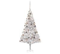 vidaXL Artificial Pre-lit Christmas Tree with Ball Set Xmas Tree Silver PET