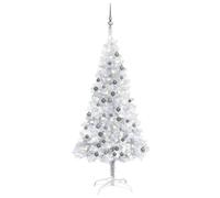 vidaXL Artificial Pre-lit Christmas Tree with Ball Set Xmas Tree Silver PET