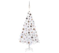 vidaXL Artificial Pre-lit Christmas Tree with Ball Set Xmas Tree White PVC