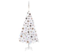 vidaXL Artificial Pre-lit Christmas Tree with Ball Set Xmas Tree White PVC