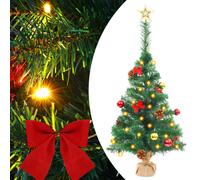 Pre-lit Artificial Christmas Tree with Baubles & LED Lights - Green 64 cm