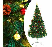 vidaXL Artificial Christmas Tree with Baubles and LEDs Green 210 cm Xmas Tree