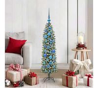 Vidaxl Artificial Slim Christmas Tree Green And White 120 Cm