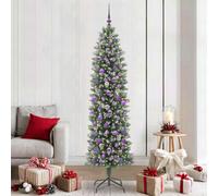 Vidaxl Artificial Slim Christmas Tree Green And White 210 Cm