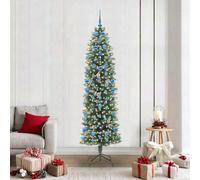 Vidaxl Artificial Slim Christmas Tree Green And White 210 Cm