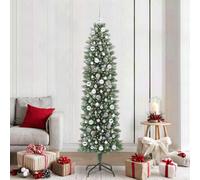 Vidaxl Artificial Slim Christmas Tree Green And White 210 Cm