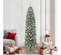 Vidaxl Artificial Slim Christmas Tree Green And White 210 Cm