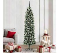 Vidaxl Artificial Slim Christmas Tree Green And White 210 Cm