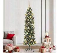 Vidaxl Artificial Slim Christmas Tree Green And White 210 Cm