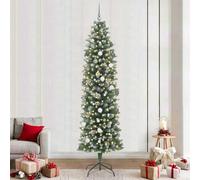 Vidaxl Artificial Slim Christmas Tree Green And White 240 Cm