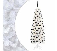 vidaXL Artificial Slim Christmas Tree with Bauble 240 cm 300 LEDs