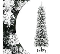 vidaXL Artificial Slim Christmas Tree with Flocked Snow 210 cm PVC&PE, White