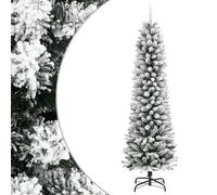 vidaXL Artificial Slim Christmas Tree with Flocked Snow 210 cm PVC&PE, White