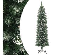 vidaXL Artificial Slim Christmas Tree with Stand Christmas Decoration Seasonal Ornament Holiday Decoration Xmas Tree with Snow Cone 120 cm PVC