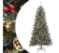 vidaXL ArtificialChristmasTree Green 129.5 x 129.5 x 240 cm PVC, Living Room, Cone-Shaped Modern Decorative Christmas Tree, Pre-Lit Indoor with Warm White Lights for Holiday Decor