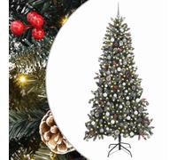 vidaXL ArtificialChristmasTree Green 129.5 x 129.5 x 240 cm PVC, Living Room, Cone-Shaped Modern Decorative Christmas Tree, Pre-Lit Indoor with Warm White Lights for Holiday Decor