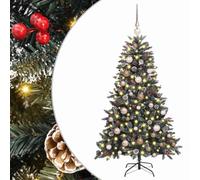 vidaXL ArtificialChristmasTree Green 83.5 x 83.5 x 150 cm PVC, Living Room, Cone-Shaped Modern Decorative Christmas Tree, Pre-Lit Indoor with Warm White Lights for Holiday Decor