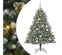 vidaXL ArtificialChristmasTree with Stand Green 126 x 126 x 180 cm PVC, Artificial Christmas Trees, Cone-Shaped, Modern Holiday Decorations, LED Light Tree, Indoor and Outdoor Decor Sets