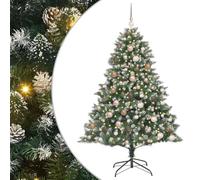 vidaXL ArtificialChristmasTree with Stand Green 126 x 126 x 180 cm PVC, Artificial Christmas Trees, Cone-Shaped, Modern Holiday Decorations, LED Light Tree, Indoor and Outdoor Decor Sets