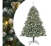 vidaXL ArtificialChristmasTree with Stand Green 140 x 140 x 210 cm PVC, Artificial Christmas Trees, Cone-Shaped, Modern Holiday Decorations, LED Light Tree, Indoor and Outdoor Decor Sets