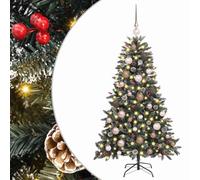 vidaXL ArtificialChristmasTree with Stand Green 68 x 68 x 120 cm PVC, Living Room, Cone-Shaped Modern Decorative Christmas Tree, Pre-Lit Indoor with Warm White Lights for Holiday Decor