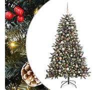 vidaXL ArtificialChristmasTree with Stand Green 99 x 99 x 180 cm PVC, Living Room, Cone-Shaped Modern Decorative Christmas Tree, Pre-Lit Indoor with Warm White Lights for Holiday Decor