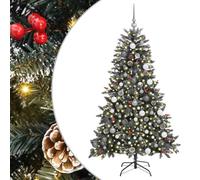 vidaXL ArtificialChristmasTree with Stand Green 99 x 99 x 180 cm PVC, Living Room, Cone-Shaped Modern Decorative Christmas Tree, Pre-Lit Indoor with Warm White Lights for Holiday Decor