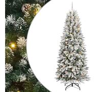 vidaXL ArtificialChristmasTree with Stand White 93 x 93 x 240 cm PVC, Modern Cone-Shaped Pre-Lit Christmas Tree, Decorative Indoor Greenery, Seasonal Holiday Accent, LED Garden Decor, PVC