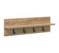 vidaXL Artisan 60 x 10.5 x 18 cm Brown Oak Coat Rack Modern Hallway Storage System with Hooks and Shelves