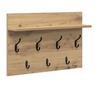 vidaXL Artisan Oak Brown Wall Mounted Coat Rack 60 x 40 x 12 cm A Modern Wooden Design Super Convenient for Storing at the Entrance, with Hooks and Shelves, Perfect for Indoor Installations