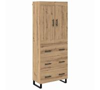 vidaXL Artisan Oak Highboard, 69.5 x 34 x 180 cm, Wood Material, Modern Wall Storage Space, Rectangular Tall Cabinet with Shelves, Chic Furniture for Living Room, Space Saving Solution