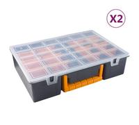 Vidaxl Assortment Boxes 2 Pcs With Removable Dividers 360X250X85 mm Pp