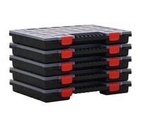 vidaXL Assortment Boxes Set - 5-Pack 40x30x5cm Polypropylene Organisers with Transparent Cover, Adjustable Dividers and Handles for Efficient Storage
