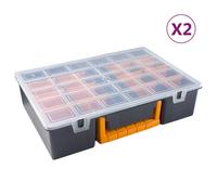 vidaXL Assortment Boxes Tool Box with Removable Dividers Storage Box 2 pcs PP