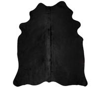 vidaXL Authentic Black Cowhide Rug - Real Leather Cowhide Area Rug Throw for Home Decor, Easy-to-Clean, 180x220 cm