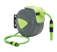 vidaXL Automatic Retractable Water Hose Reel Wall-Mounted - 10+1m Durable PVC Hose with Adjustable Spray Nozzle and Connector, Ideal for Garden Watering, Vehicle Cleaning, Landscape Irrigation