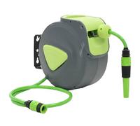vidaXL Automatic Retractable Water Hose Reel Wall-Mounted - 10+1m Durable PVC Hose with Adjustable Spray Nozzle and Connector, Ideal for Garden Watering, Vehicle Cleaning, Landscape Irrigation
