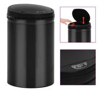 vidaXL Automatic Sensor Dustbin 30L Carbon Steel Black Kitchen Waste Dust Bin