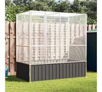 vidaXL Aviary Silver 210.5x107x212 cm Steel-Bird Cage/Parrot Cage/Small Animal Aviary with Steel Mesh Grid and Lockable Door