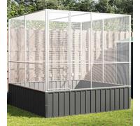 vidaXL Aviary/Bird Cage for Small Pets - 211x207x212 cm - Galvanized Steel Mesh, Lockable Door, Indoor/Outdoor