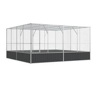 vidaXL Bird Cage Aviary Silver – Large Galvanised Steel, 418x414x212 cm, Lockable Door