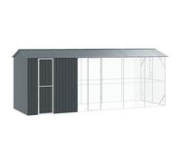 vidaXL Grey Aluminium Bird Cage - Spacious 210x640x247cm Aviary for Indoor/Outdoor Use - Powder-Coated, Escape-Proof Latches, Customizable Options