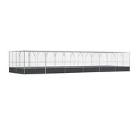 vidaXL Aviary with Extension Bird Cage Walk In Chicken Run Coop Silver Steel