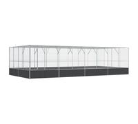 ** vidaXL Aviary with Extension - Galvanised Steel Bird Cage, Parrot/Small Animal Enclosure Silver and Anthracite - W: 832 cm x D: 414 cm x H: 212 cm