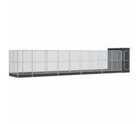 vidaXL Aviary Extension Bird Cage Walk In Chicken Run Coop - Steel Mesh, Silver, 1037x203x216 cm